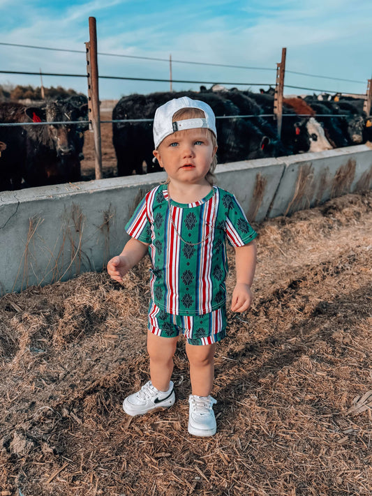 Green Aztec Short Set (FINAL SALE)