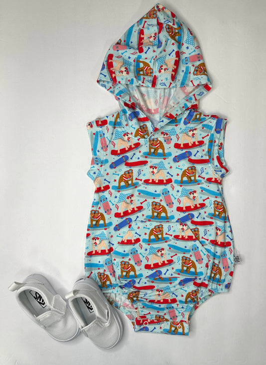 Patriotic Bulldogs Bamboo Hooded Romper (FINAL SALE)
