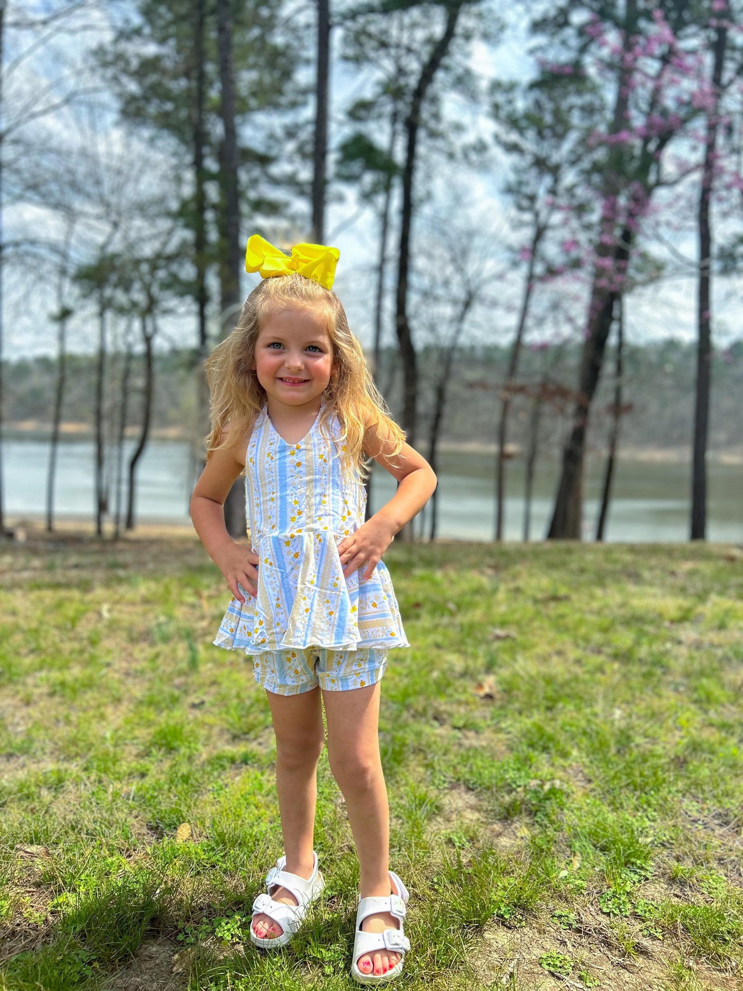 Yellow Floral Peplum Set (FINAL SALE)