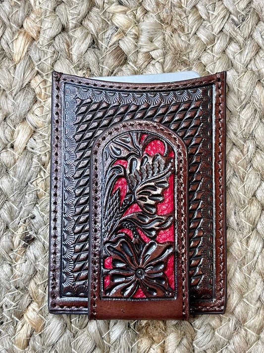 Floral Red Money Clip Wallet