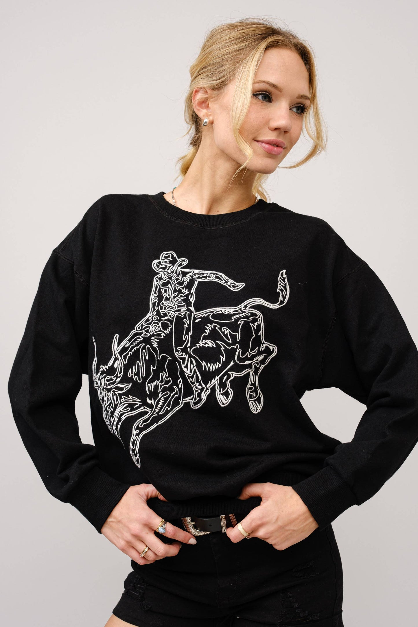 Bull Rider Embroidered Sweatshirt