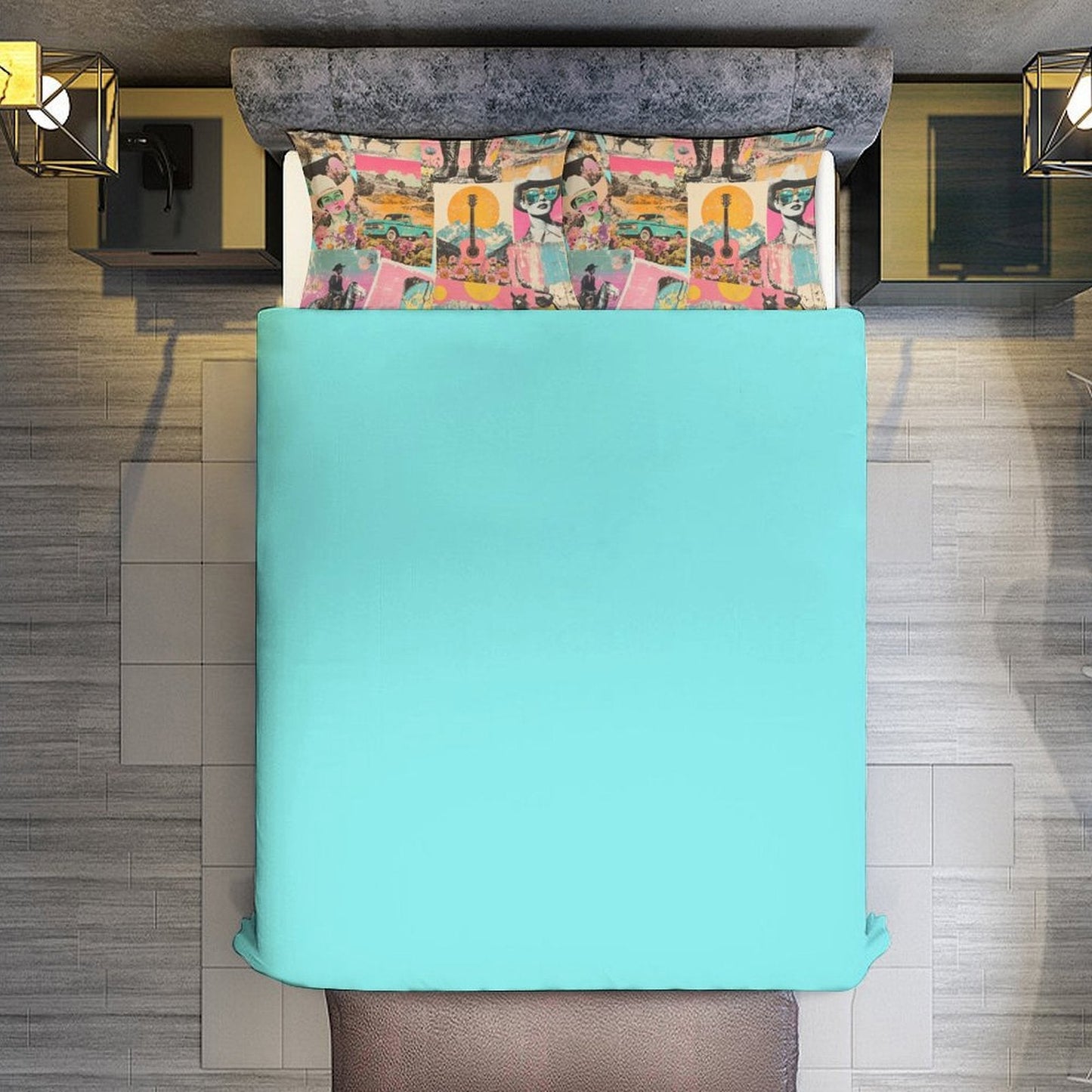 Baha Ranch Retro Pop Western 3-Piece Bedding Set (1 Duvet Cover + 2 Pillow Shams) – 102"×90"