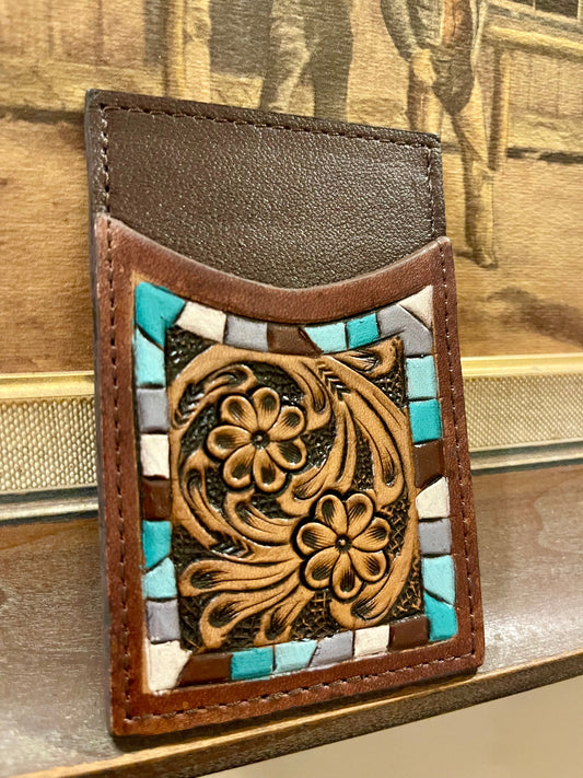 Tooled Leather Card Wallet