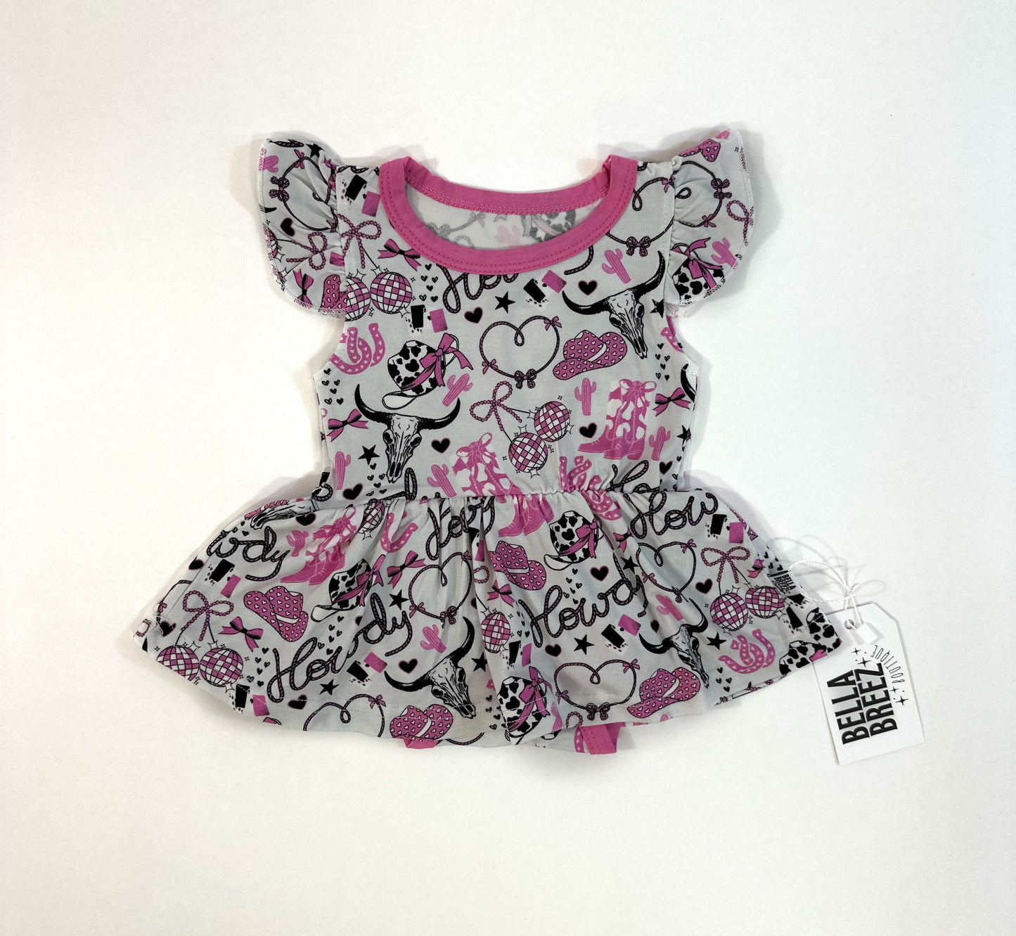Pink Howdy Bamboo Skirted Romper (FINAL SALE)