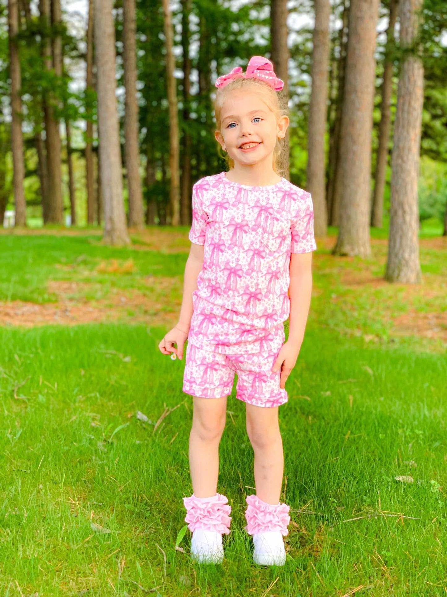 Blooming Bows Bamboo Short Set