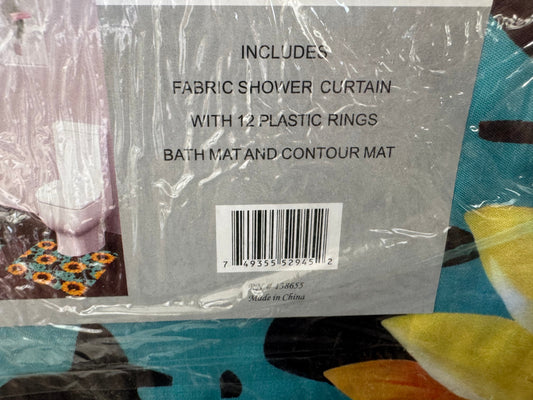 Sunflower Turquoise Cow Print 15 Piece Bathroom Set