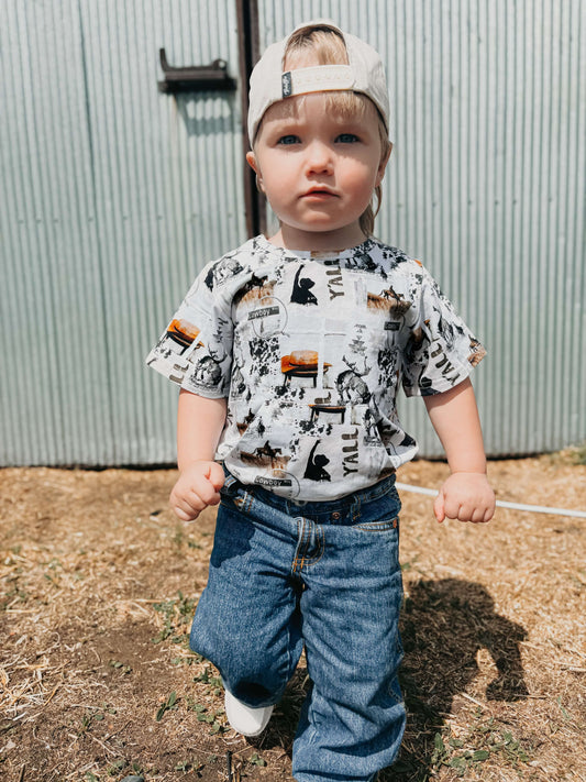 Cowboy Collage Bubble Romper (FINAL SALE)