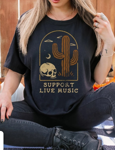 Desert Night SUPPORT LIVE MUSIC Unisex Tee