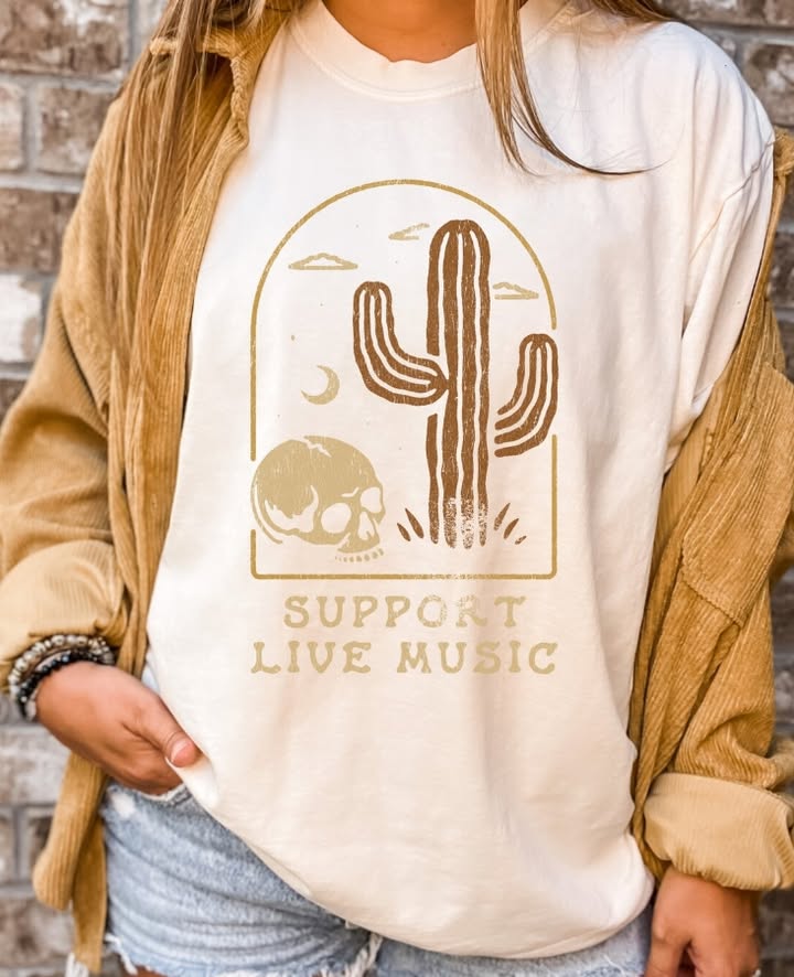 Desert Night SUPPORT LIVE MUSIC Unisex Tee