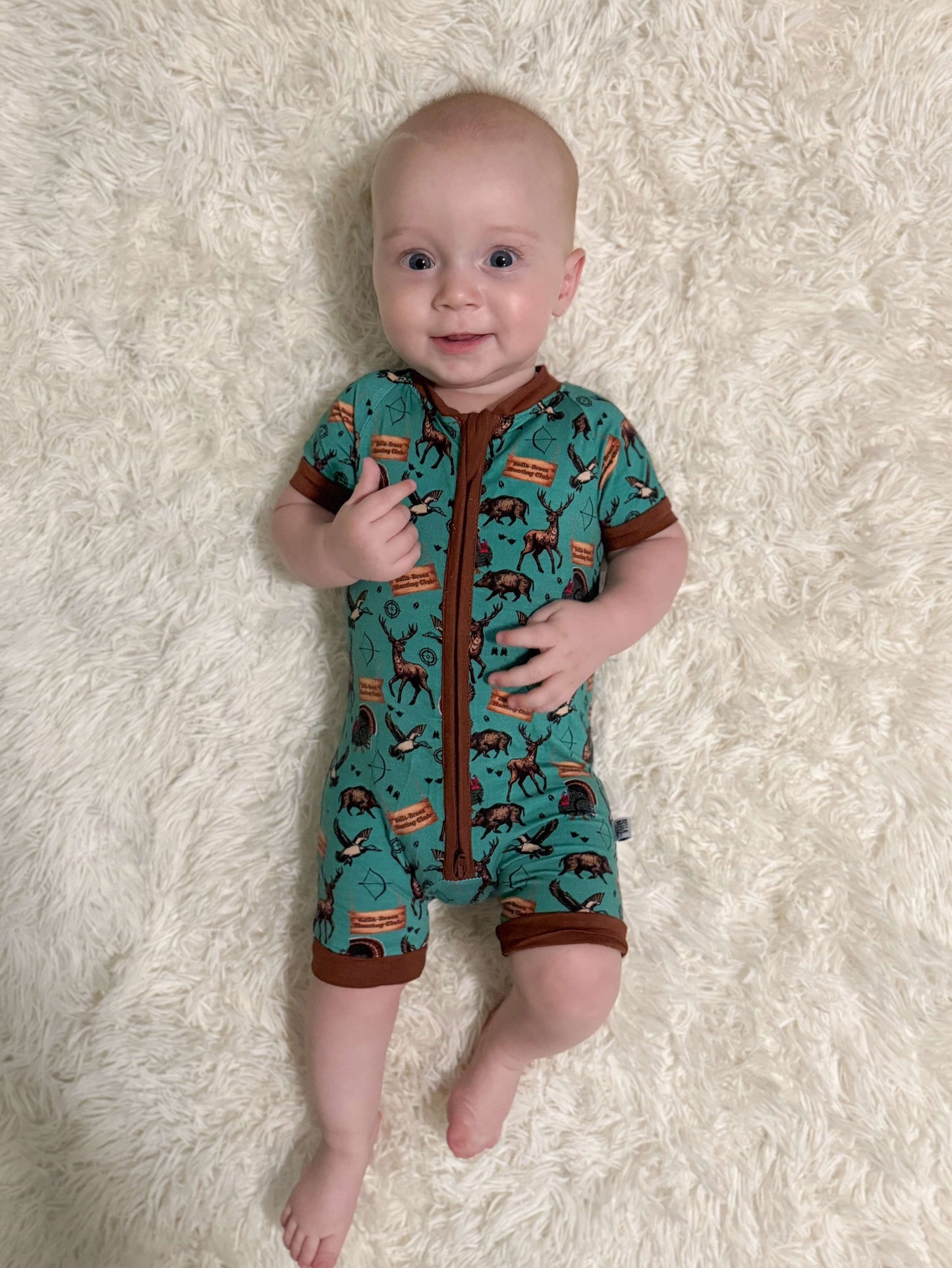 TEAL Bella-Breez Hunting Club Bamboo Shortie Romper (FINAL SALE)