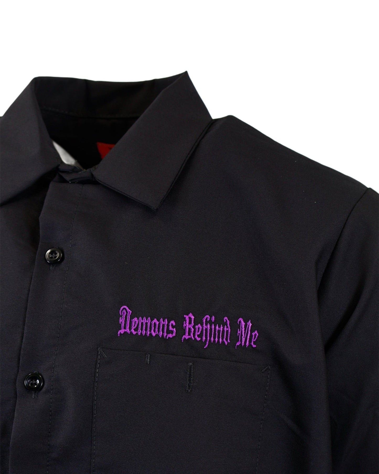 SHORT SLEEVE Men's Embroidered Shop Shirt - Purple Logo