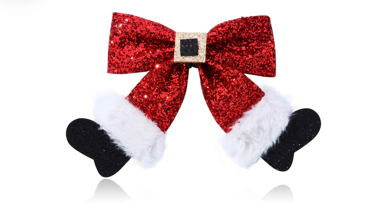 Christmas Bow socks clip