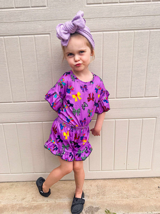 Spooky bows ruffle set