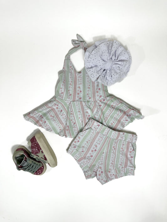 Pink Floral Peplum Set (FINAL SALE)