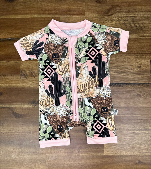 Cowgirl Bamboo Shortie Romper (FINAL SALE)