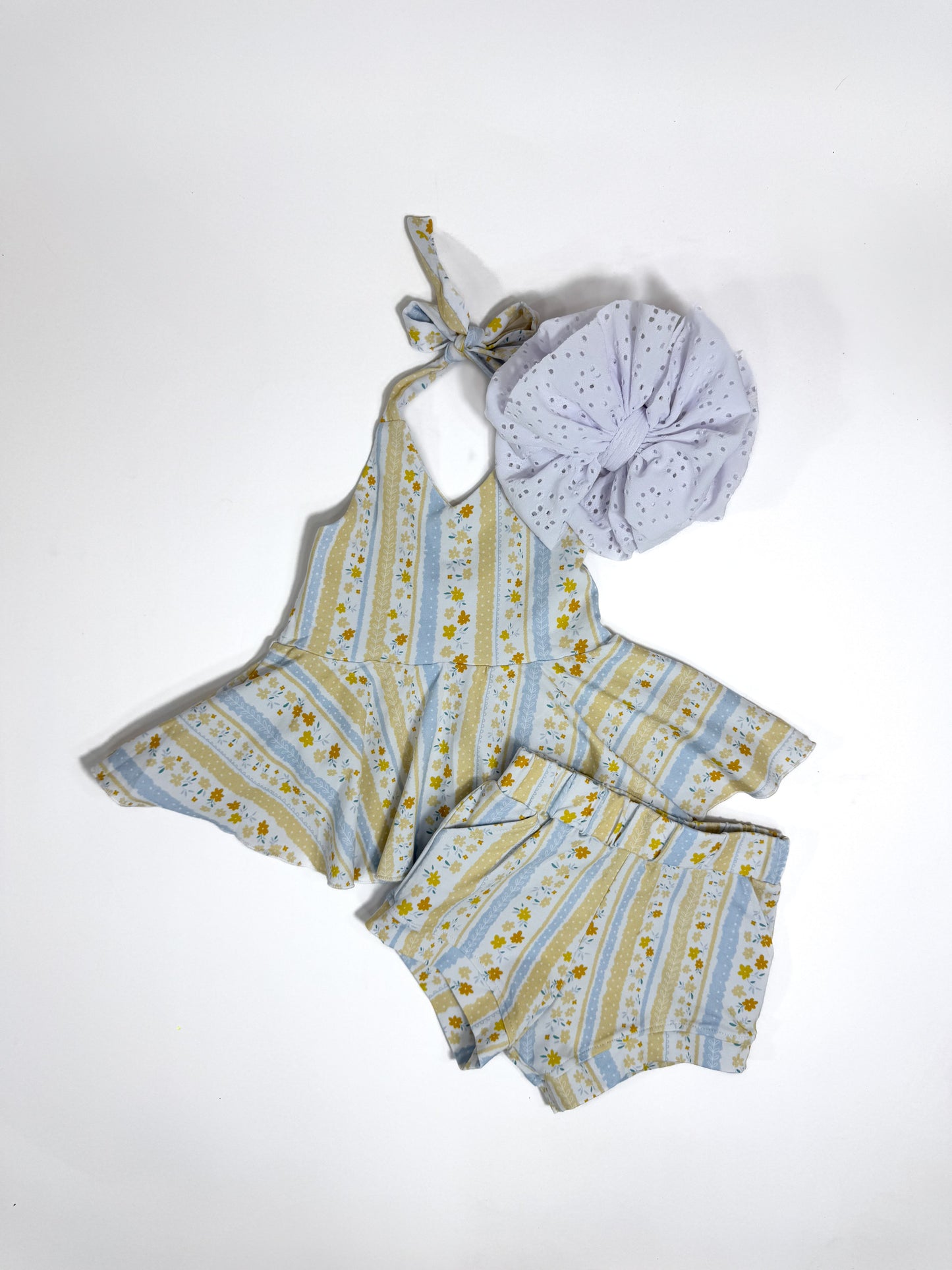 Yellow Floral Peplum Set (FINAL SALE)