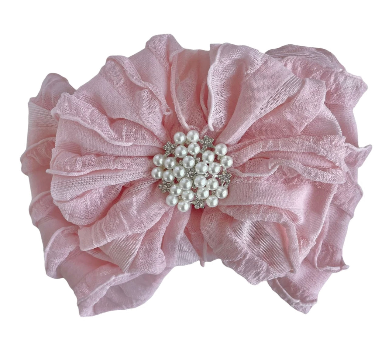 Pearl Ruffled Headband- pink