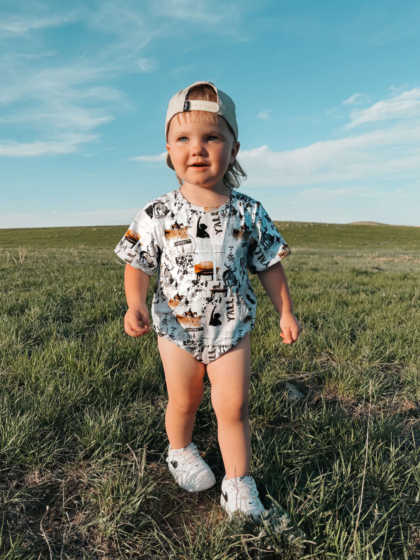 Cowboy Collage Bubble Romper (FINAL SALE)