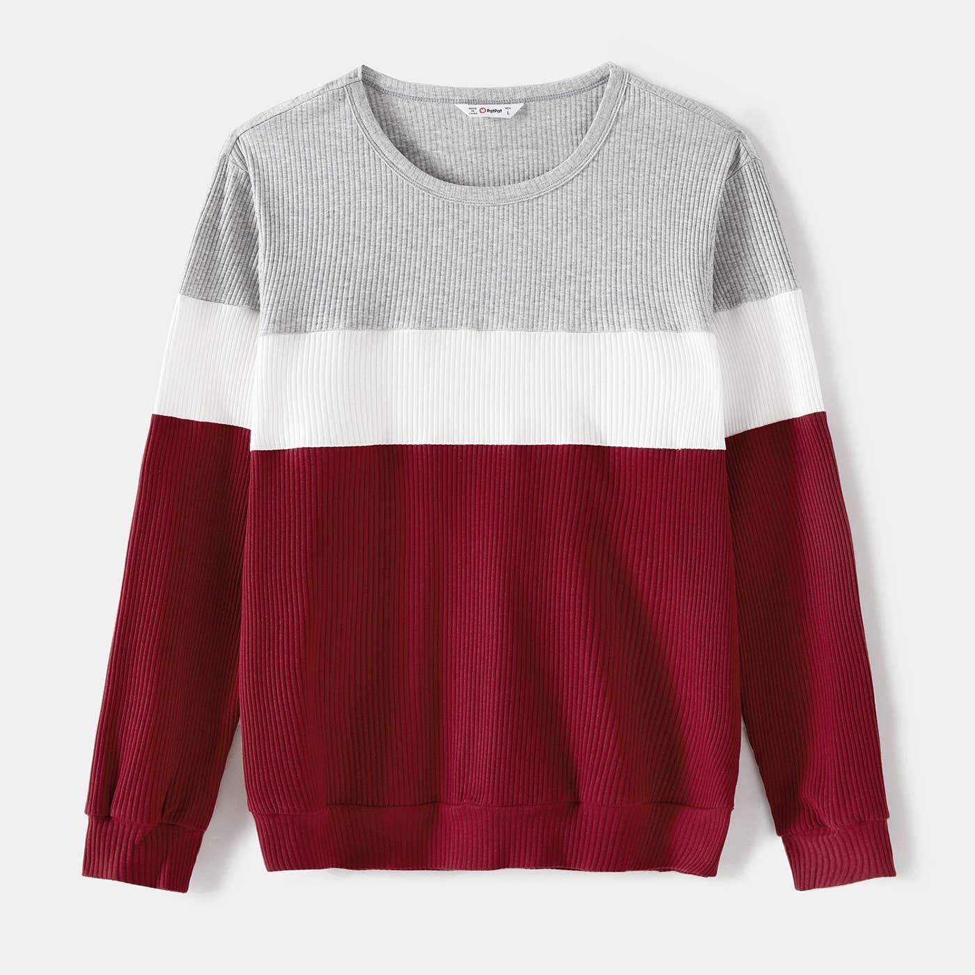 Family Matching Color-Block Tops and Flutter Dresses Sets: Burgundy