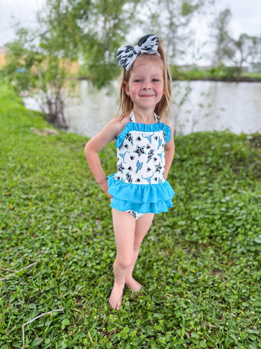 Wild & Western Ruffled Swim Suit (FINAL SALE)