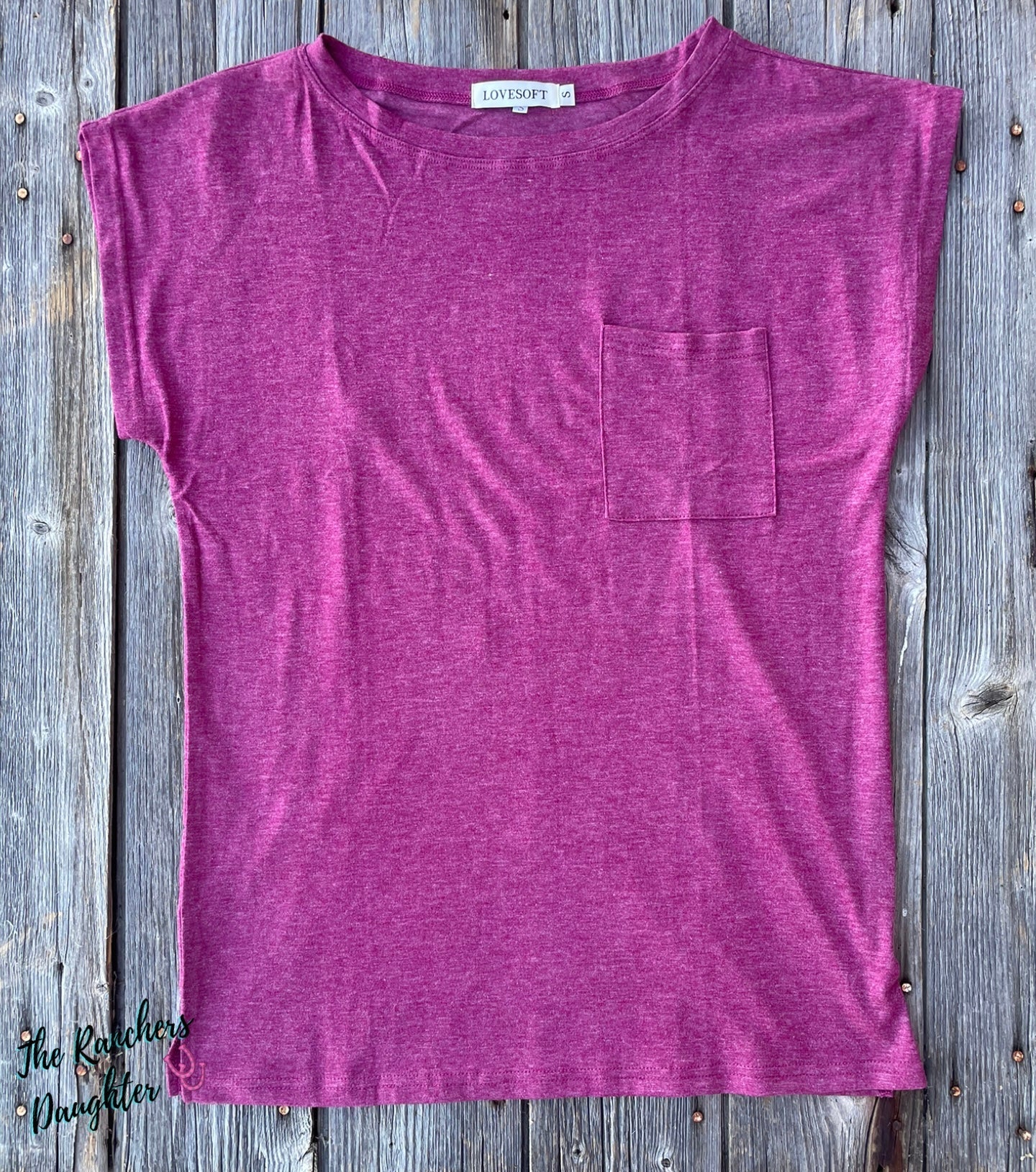 Loose Fit Cap Sleeve Tee - Burgundy Heather