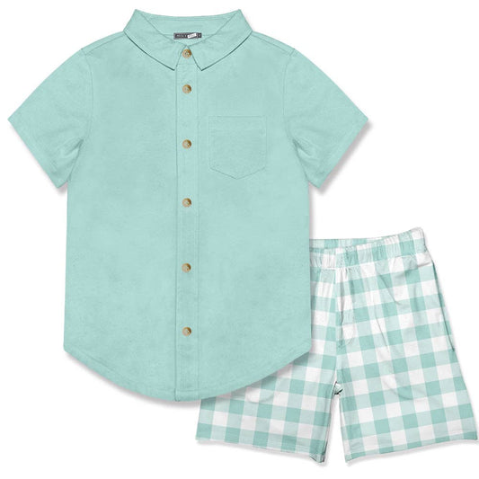 Boys Button Down Shirt and Check Short Set