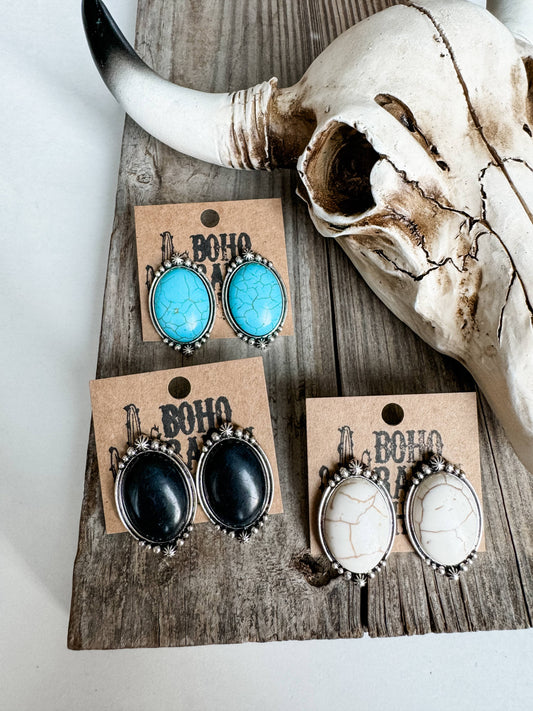 Western Oval Earrings Studs