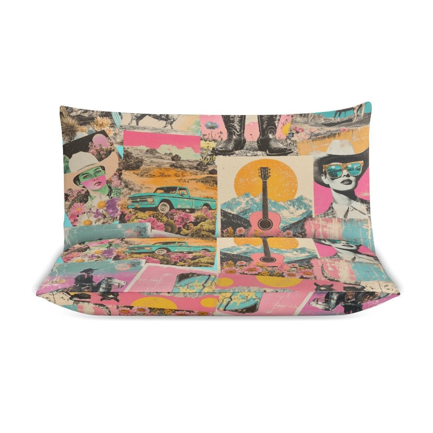 Baha Ranch Retro Pop Western 3-Piece Bedding Set (1 Duvet Cover + 2 Pillow Shams) – 102"×90"