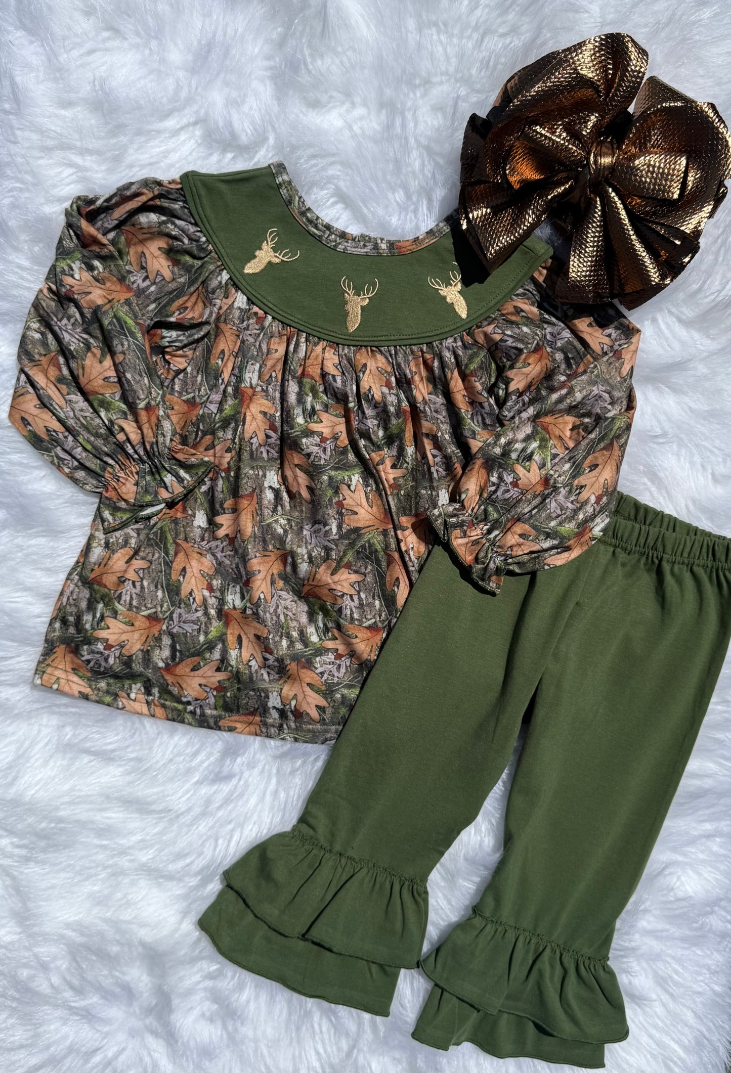 Ruffled Camo Smocked set