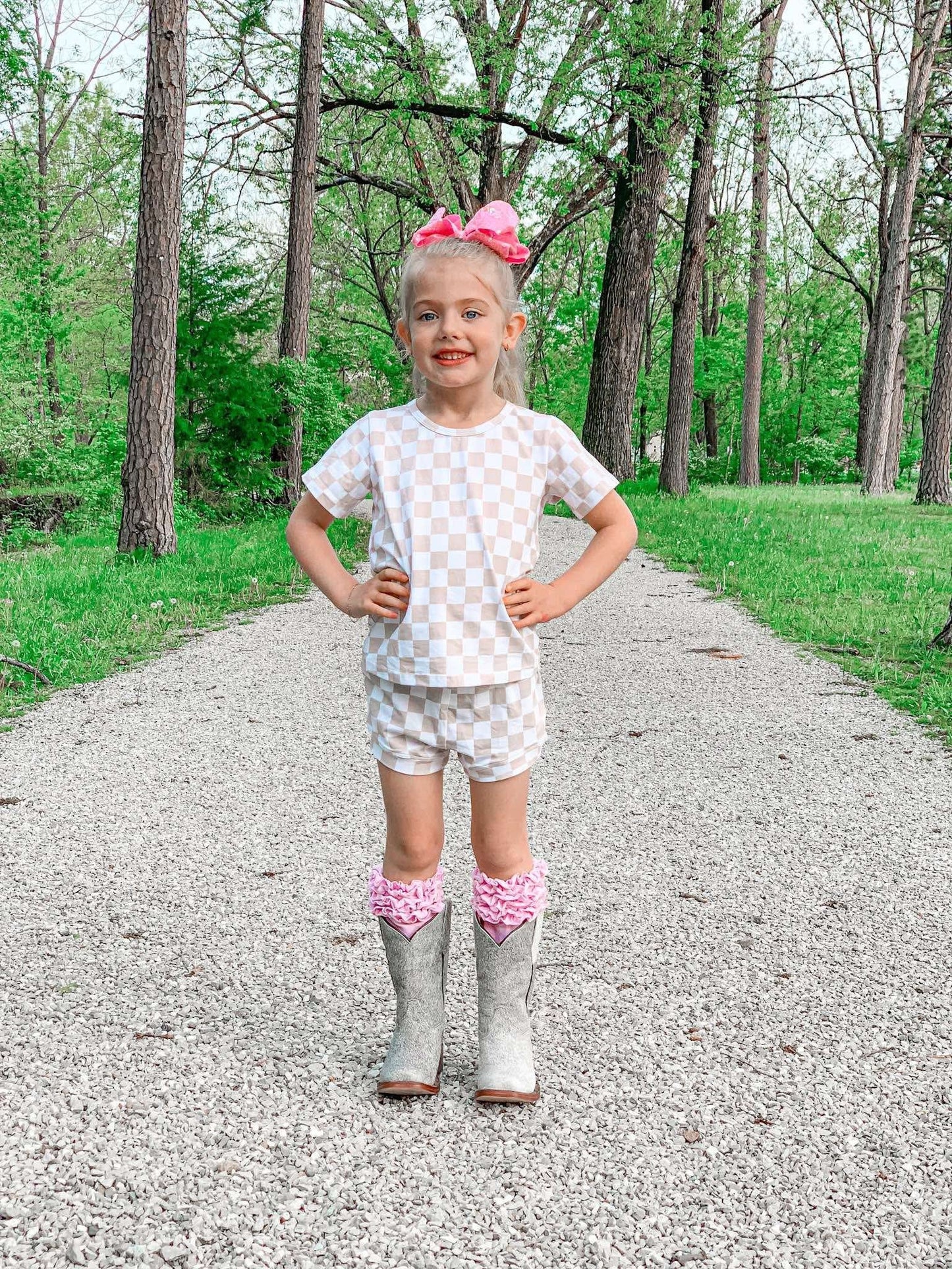 Tan Checkered Short Set (FINAL SALE)