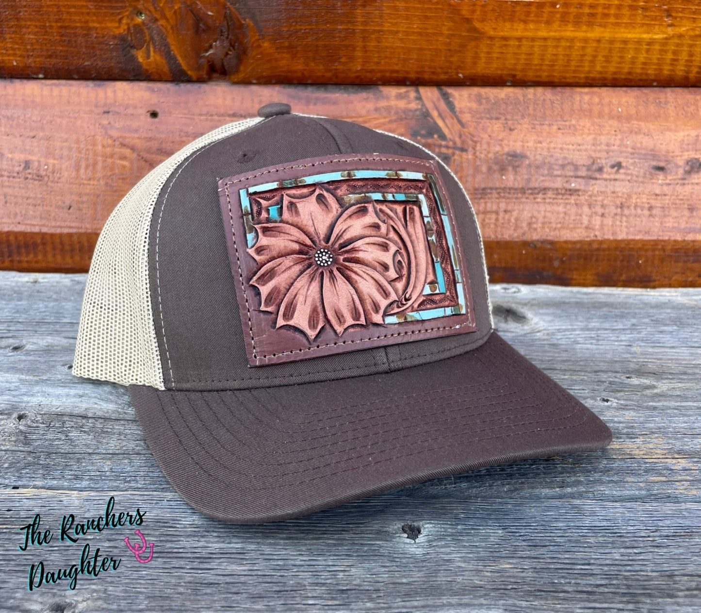 Daisy Leather Patch Trucker Cap