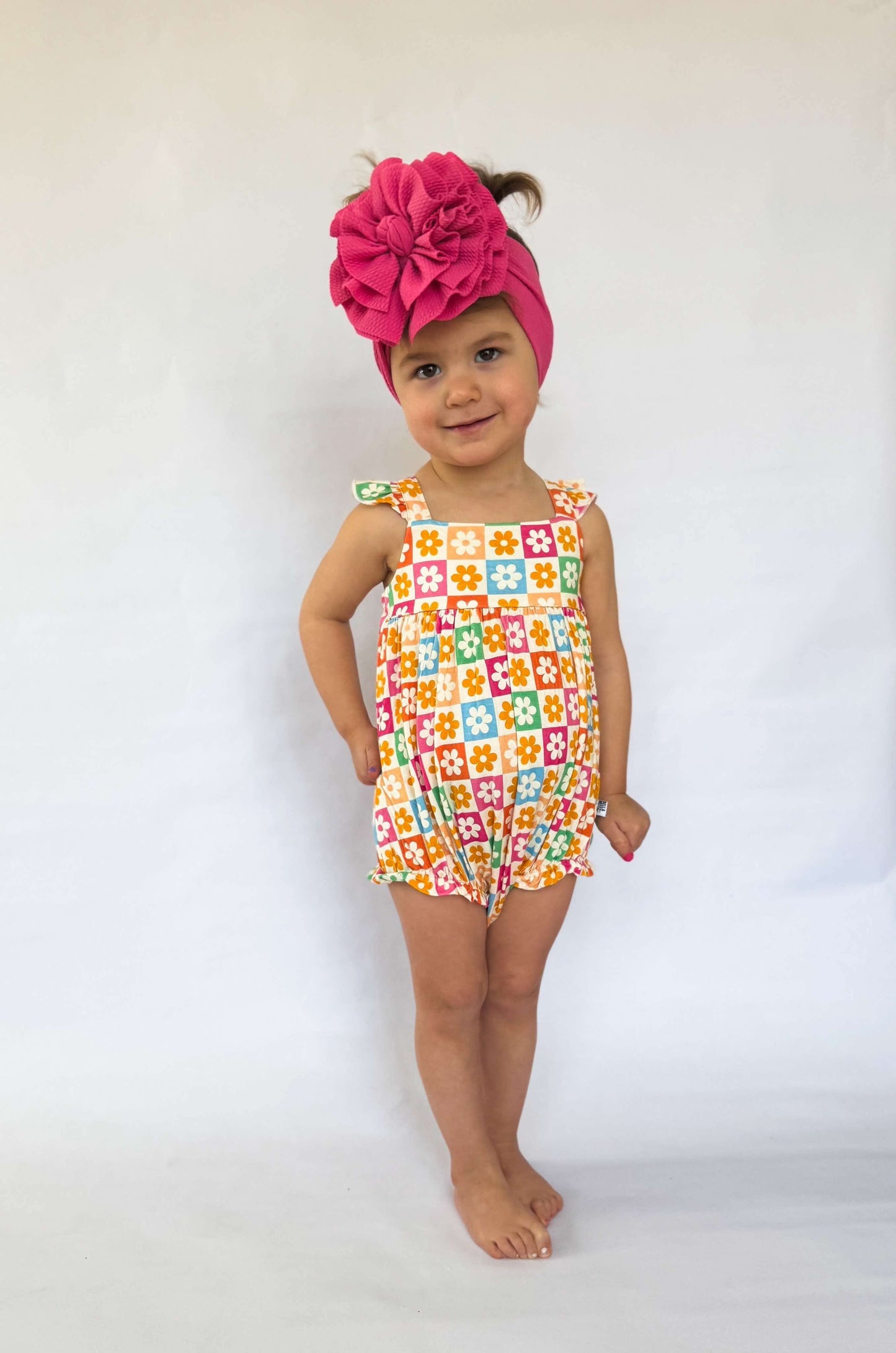 Checkered Floral Bamboo Romper (FINAL SALE)