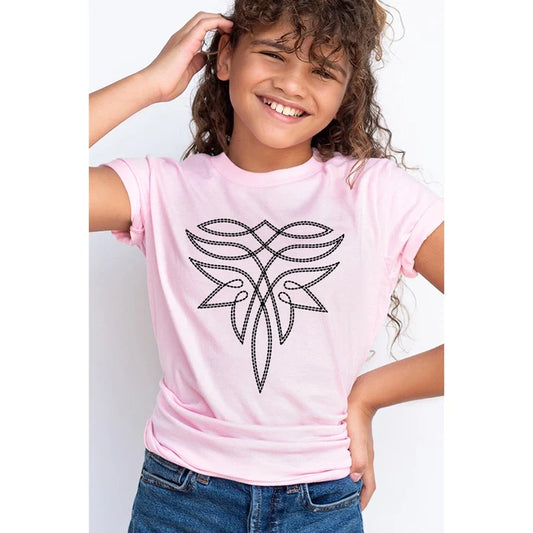 Kids Pink Fancy Boot Stitch Tee