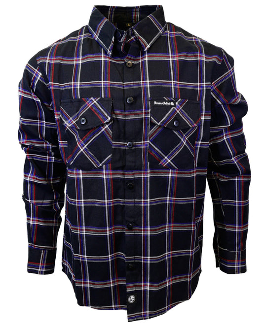 The "Patriot" Red, White, Blue & Black Flannel (Hidden Snap Collars)