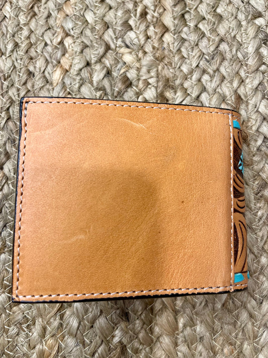 Turquoise Flower Bi-Fold Wallet