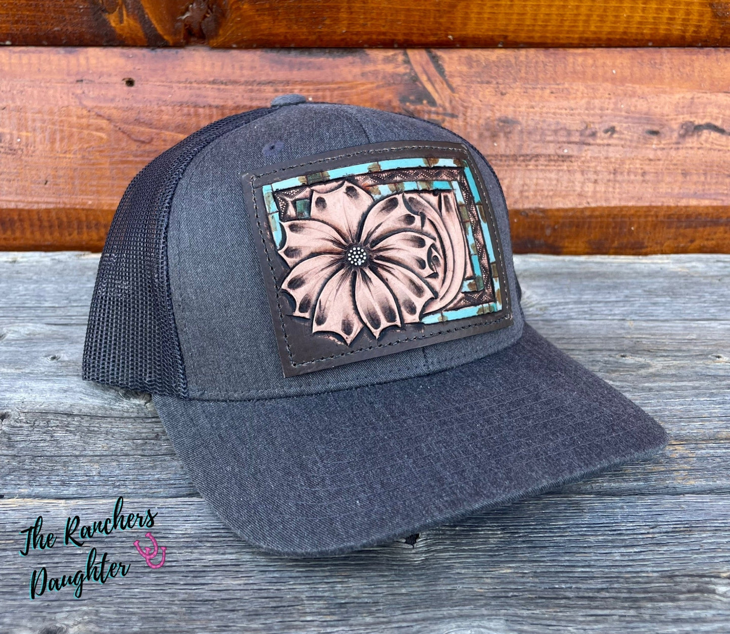Daisy Leather Patch Trucker Cap