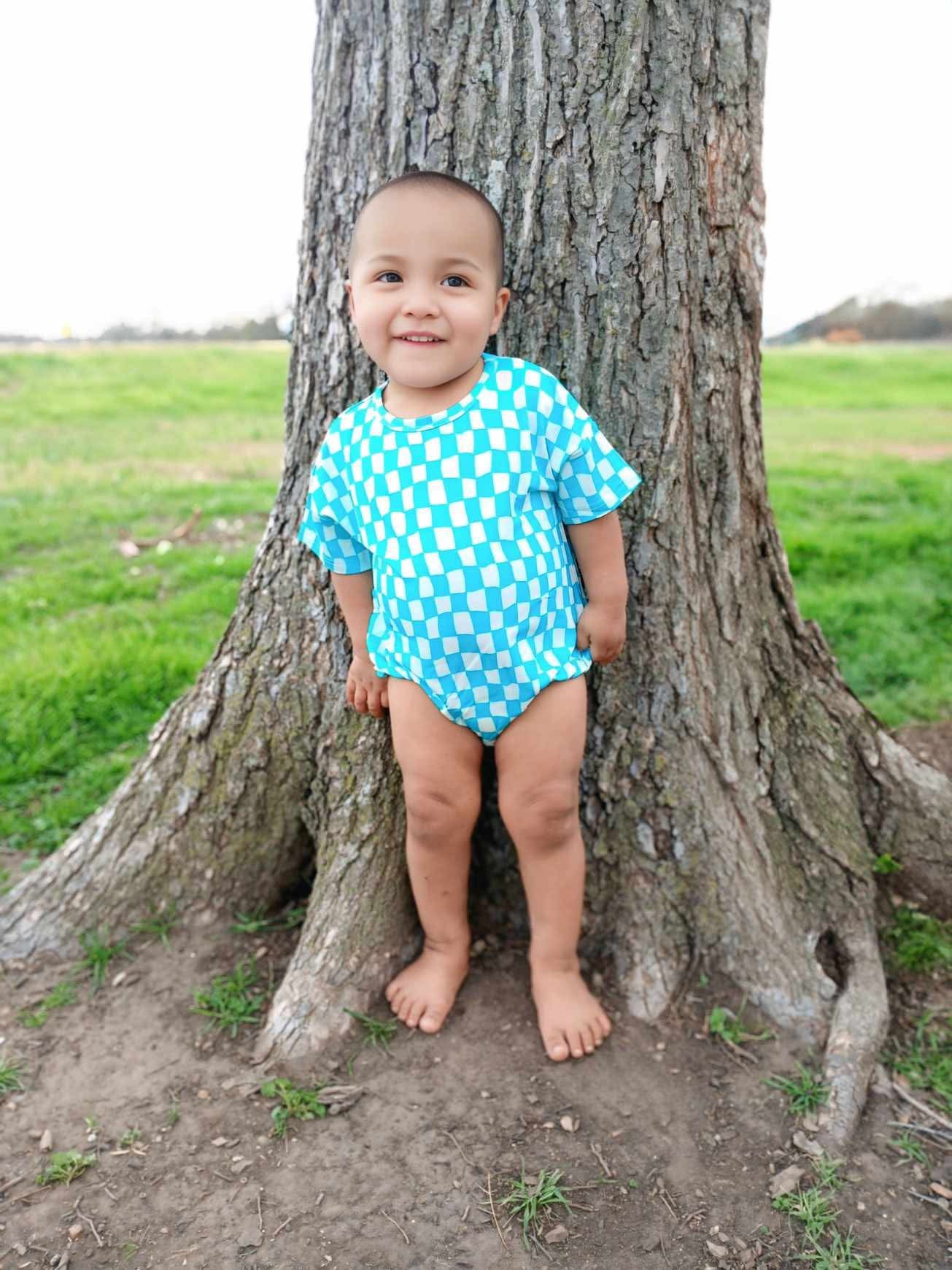 Wavy Checks Oversized Bamboo Romper (FINAL SALE)