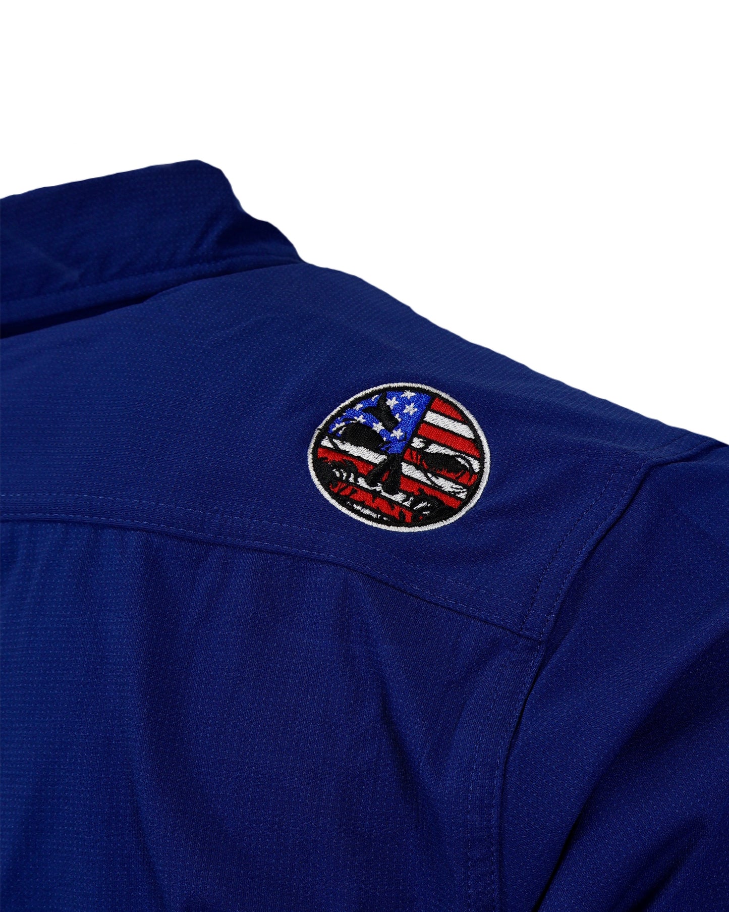 Micro-Perforated, Stretch Embroidered Button-Up