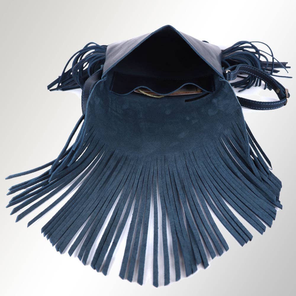 SWC429BLU Large Crossbody Genuine Leather bag western Bag