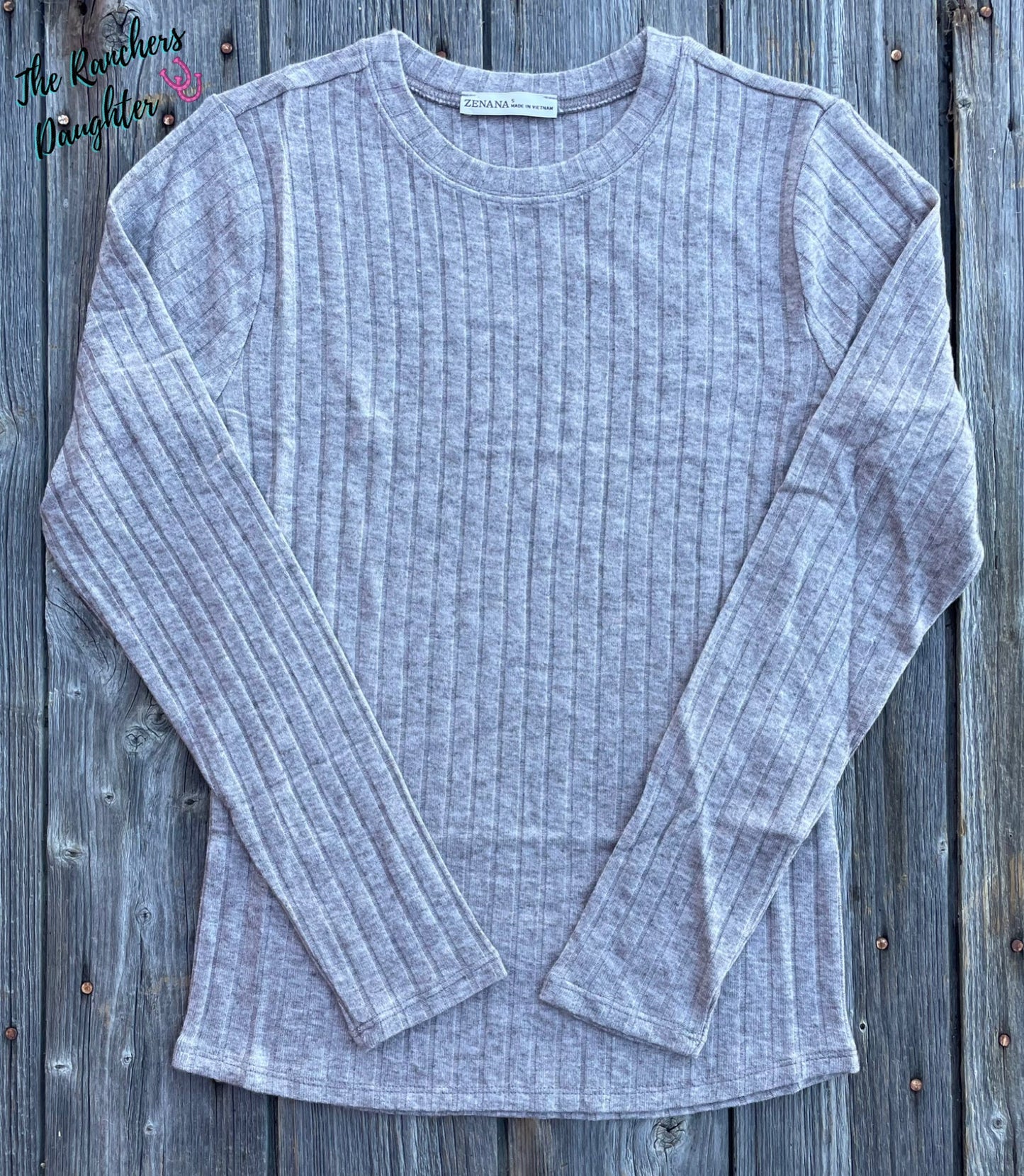 Taupe Ribbed Longsleeve Top