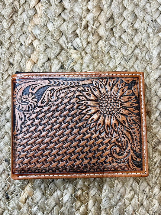 Sunflower Tooled Bi-Fold Wallet