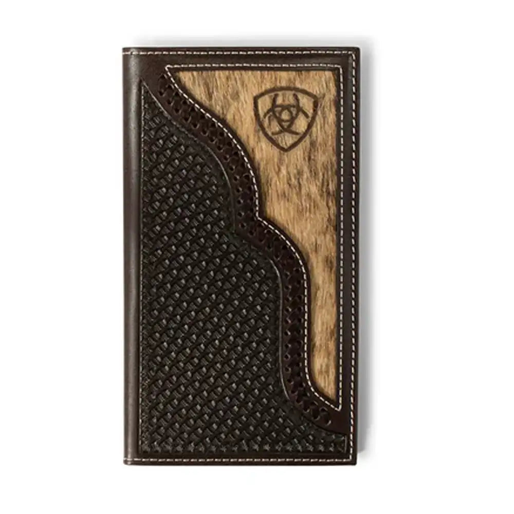 Ariat Branded Brindle Calf Hair Overlay - Men's Rodeo Wallet