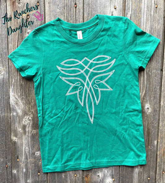 Kids Kelly Green Fancy Boot Stitch Tee