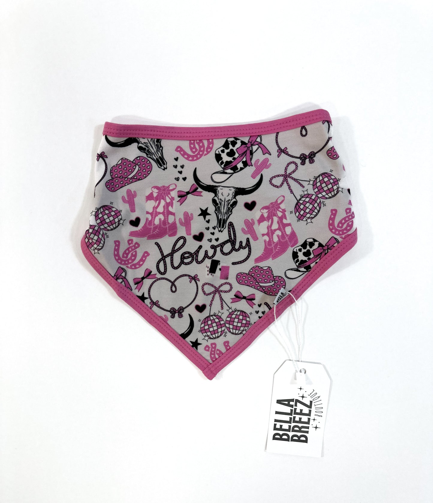 Pink Howdy Bamboo Bib (FINAL SALE)