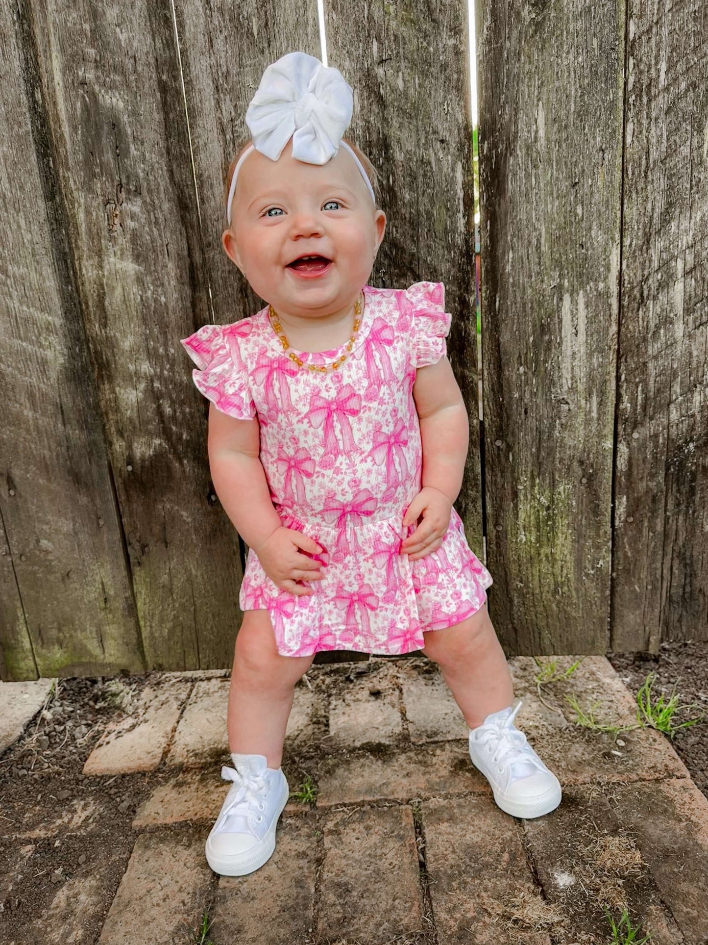 Blooming Bows Bamboo Skirted Romper