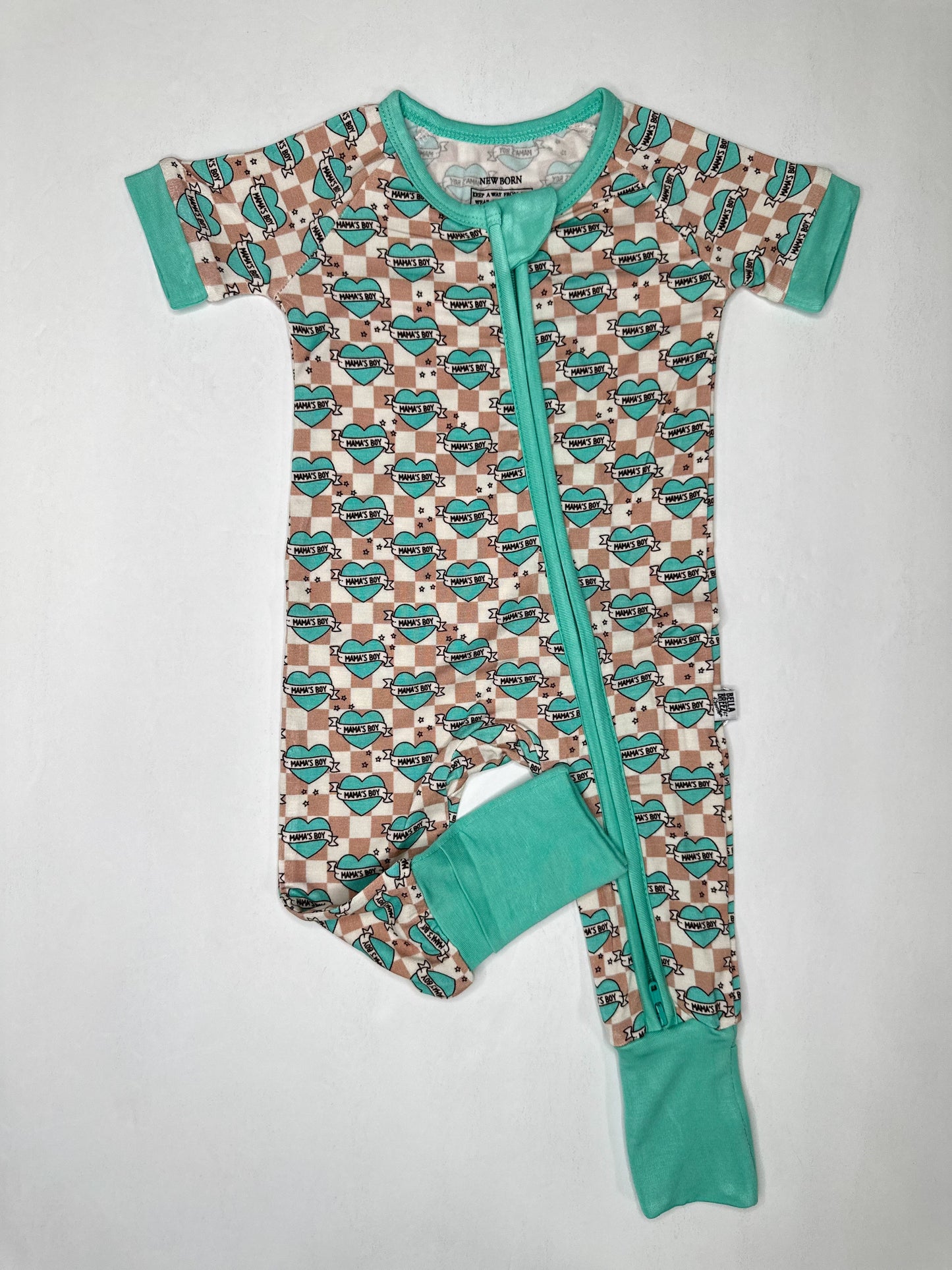 Checkered Mama's Boy Short Sleeve Bamboo Sleeper (FINAL SALE)