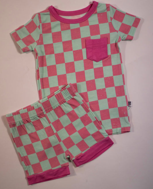 Bubblegum Checks Bamboo Short Set (FINAL SALE)