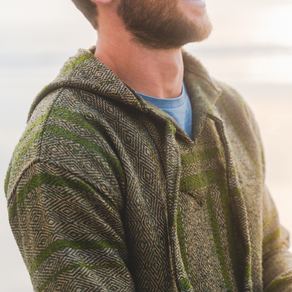 Baja Hoodie Mexican Pullover Sweater - Verda