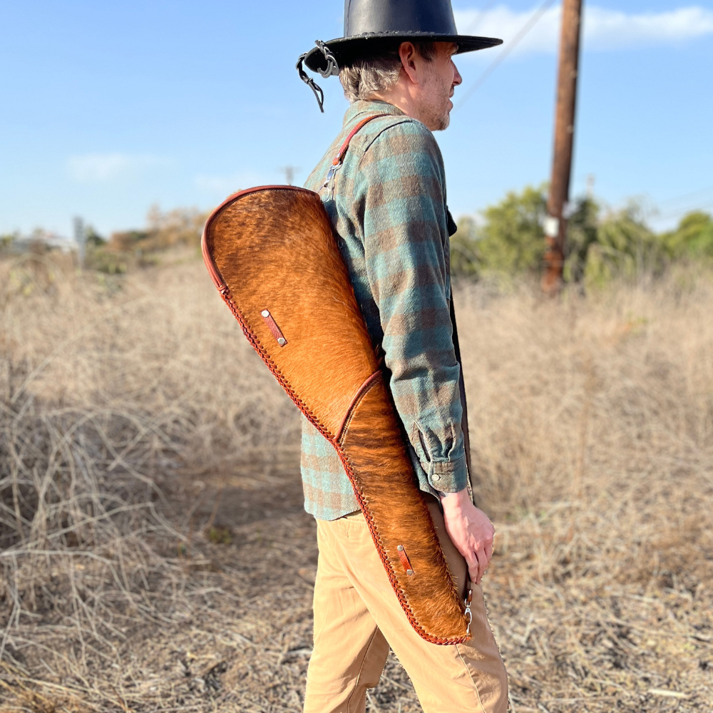 Mexican Leather Rifle & Shotgun Scabbard - Brown Cowhair