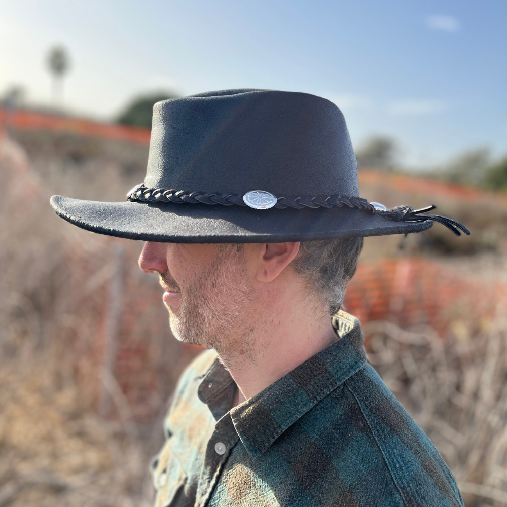 Leather Rancher Hat | Cowboy Hat- Black